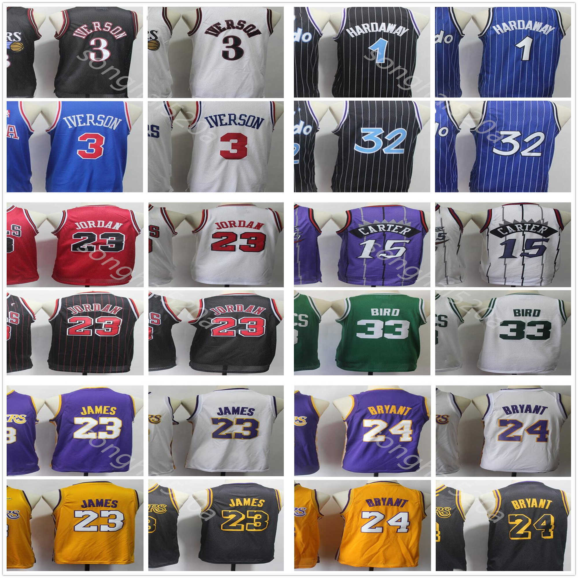 

Youth Kids Mens Retro Basketball 3 Allen Boys Iverson Jerseys 12 Ja Children Morant Mitchell Ness 23 LBJ 24 BRYANT Mamba Stitched Jersey, Black;red