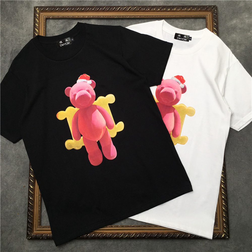 

Men's Short-sleeved T-shirt Cute Bear Pattern Women Shirts|streetwear 2191001607 T73l, White