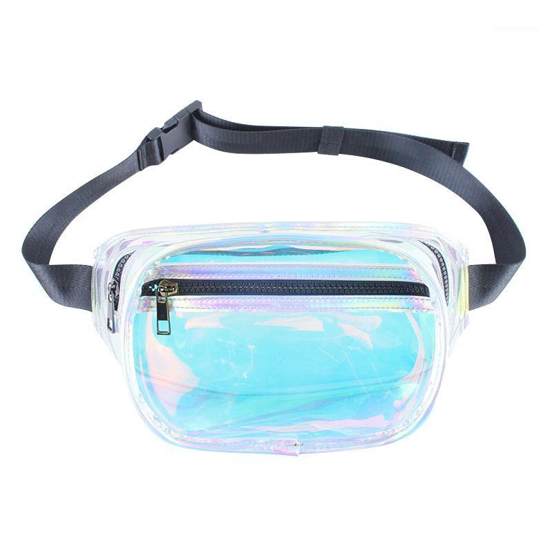 

2020 European and American new fashion trendy waist bag colorful laser transparent wild waist bag factory direct sales1, Sky blue
