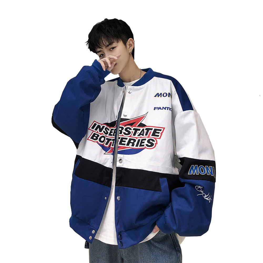 

Spring Autumn New Fashions Hip-hop Street Beat Printing Black Men's Jacket Baseball Uniform Fwf0, Blue