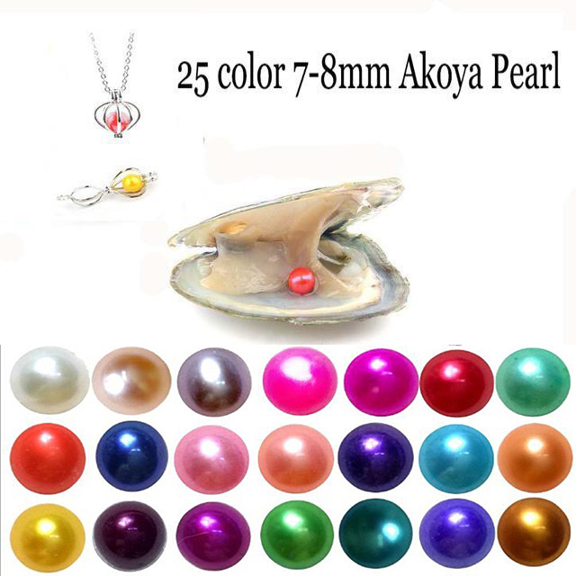 

2020 Akoya Pearl Oyster 7-8mm new 25 Mix color freshwater Gift DIY Natural Pearl Loose beads Decorations Vacuum Packaging Wholesale