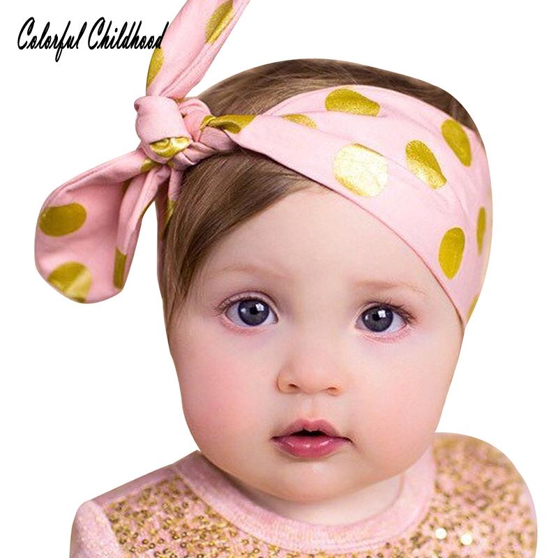 

Colorful Childhood Baby Girl hair band 2021 New Fashion Dot Stamping Ears Knot Infant head wear hair ornaments, Green