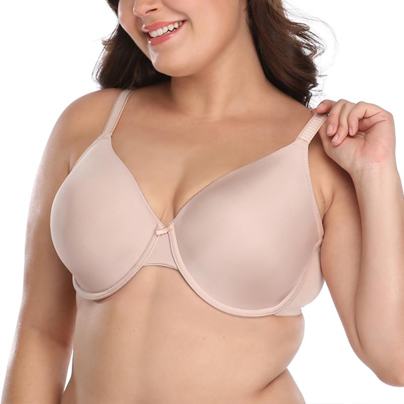 

Plus Size Women's Smooth Full Coverage Underwire Essential Plus Size T-Shirt Bra 30 32 34 36 38 40 42 44 46 B C D DD E F G H I, Black
