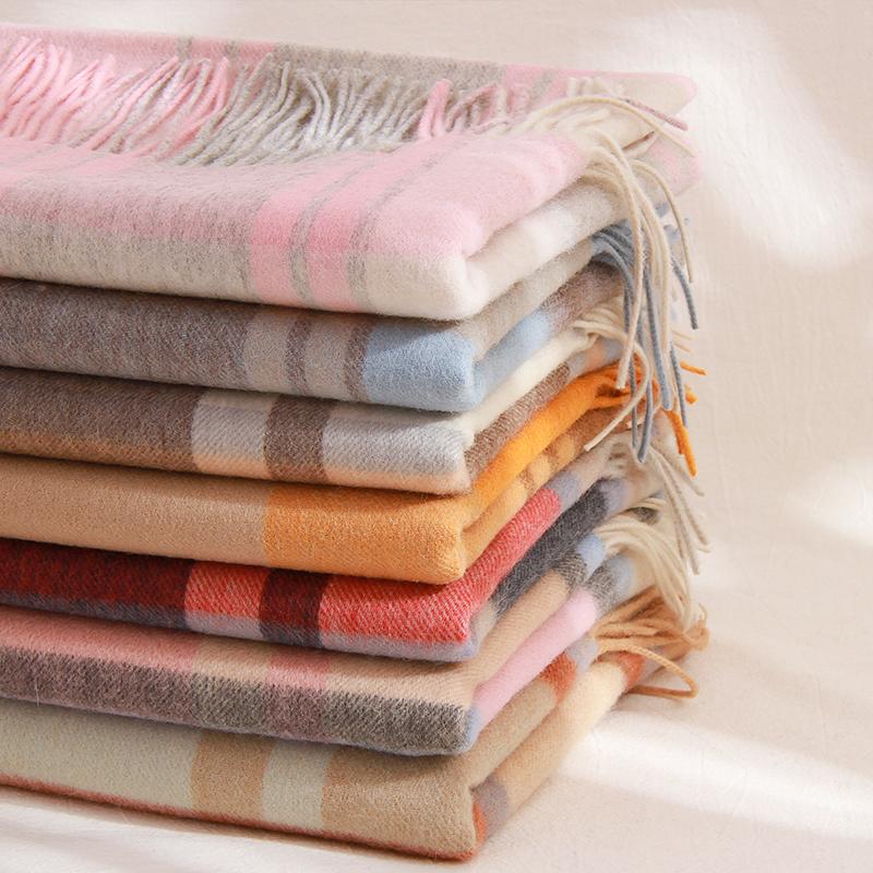 

100% Wool Scarf Women Thicken Echarpe Femme Warm Shawls and Wraps Bufandas Winter Plaid Cashmere Scarves Foulard Femme