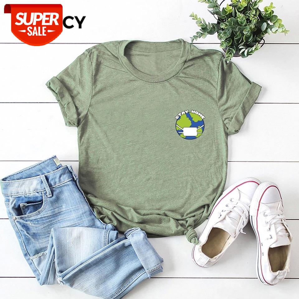 

JFUNCY Earth Wear Mask Print 100%Cotton Summer T Shirt Women Short Sleeve T-shirt Female Tees Plus Size Casual Lady Basic Tops #gQ5U, White