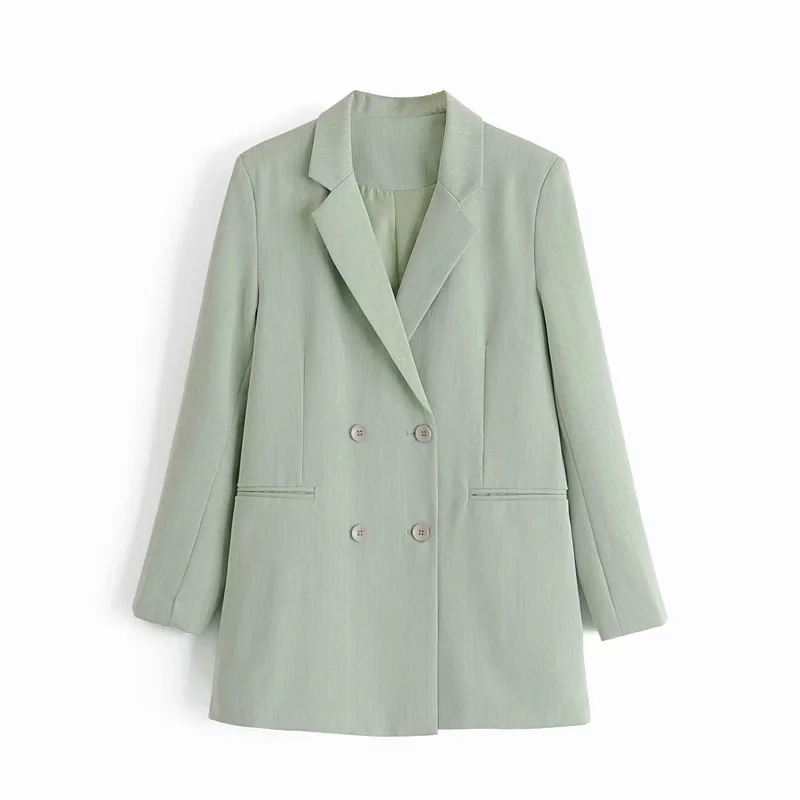 

2021 New Women of Vintage Long Suits Hot Autumn Fashion Ladies Warm Casual Women's Jacket Loose Pocket Girls Jackets FNRT, Army green.