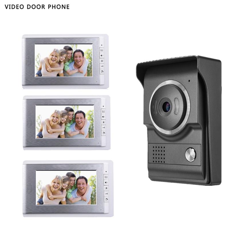 

2020 7INCH Video door phone Intercom System TFT-LCD Color Screen three Monitor with one outdoor panel video DoorBell for villa