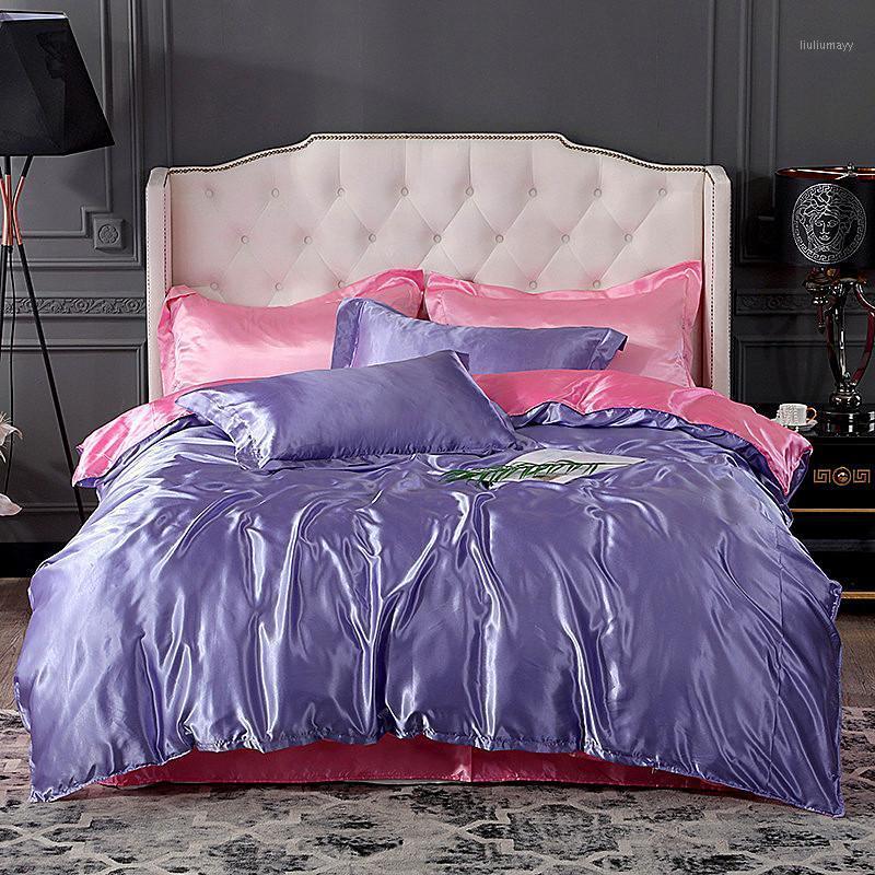 

35 Satin Silk Bedding Set Luxury Queen King Size Bed Set Quilt Duvet Cover Linens And Pillowcase For Single Double Bedclothes1, 17