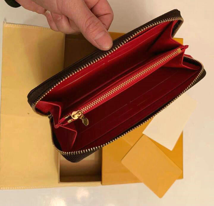 

2021 High Quality clemence wallet Purse Woman Fashion zipper Clutch purses Monogrames Clemence long wallet Card Holder Purse, Brown flowers