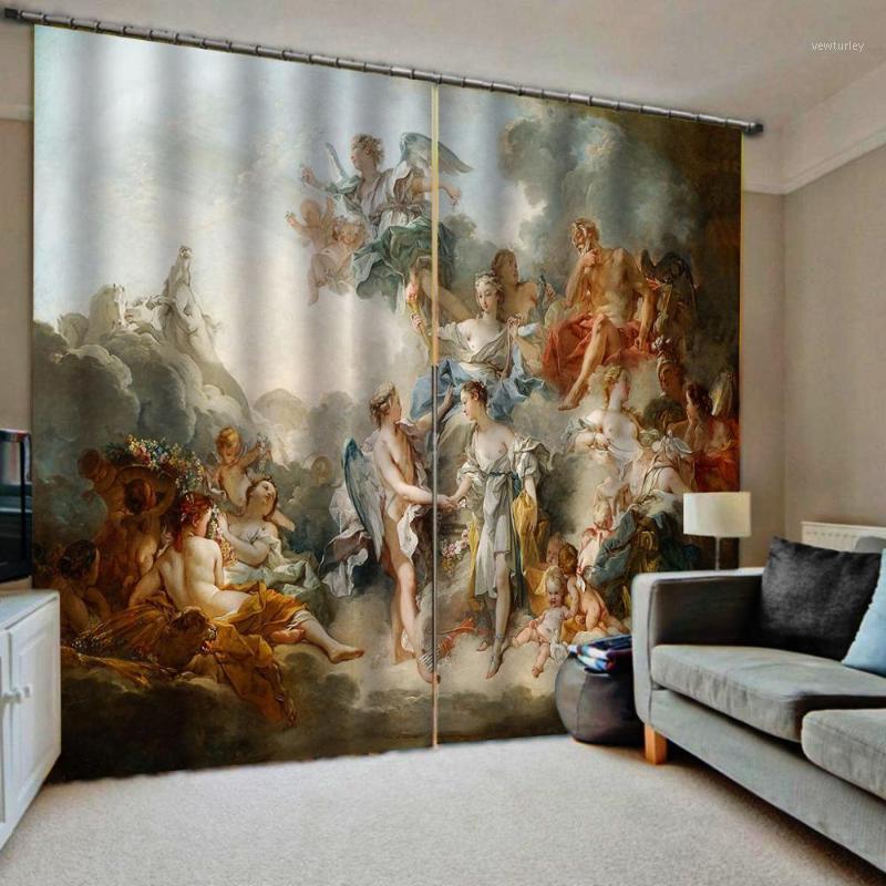 

Customized size Luxury Blackout Europe angel curtains High quality custom 3d curtain fabric Blackout curtain1, As pic