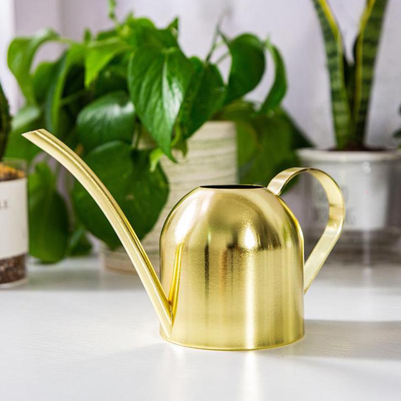 

Long Mouth Water Can Stainless Steel Watering Pot Garden Flower Plants Watering 500ML, Gold
