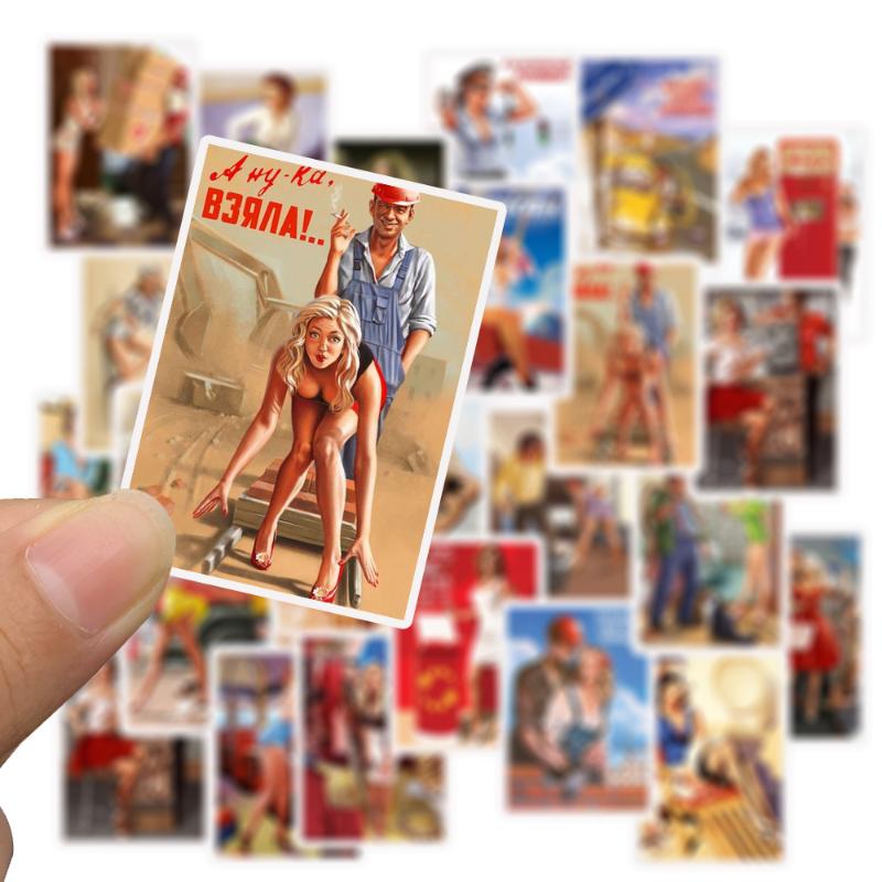 

25pcs/ World War II Sexy pin up Girl Styles poster Sticker for Laptop Luggage Skateboard Waterproof Sticker