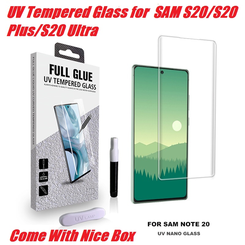 

UV Tempered Glass Full Cover For Samsung Galaxy S8 S9 S10 Plus S20 Ultra 5G E Screen Protector Note 20 8 9 10 Protective Glass