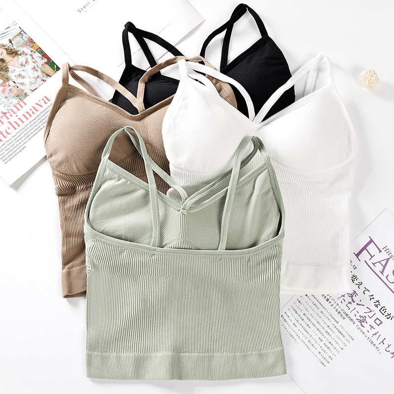 

Solid Padded Women Sports Bra Tops Fitness Yoga Running Cropped Top Women SportsWear Gym Solid Tank Tops Athletic Push Up Bras, Black