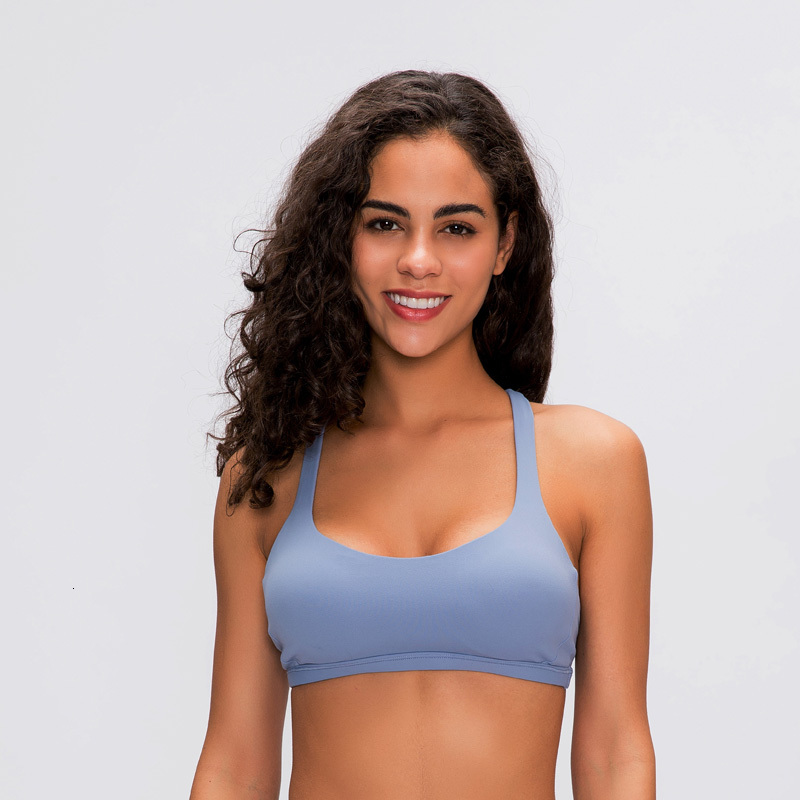 

2021 New Strength Cross Back Sports Bra for Women Gym Naked Feel Yoga Plus Size Strappy Workout Bras Xs to xl A3yo, Ice blue