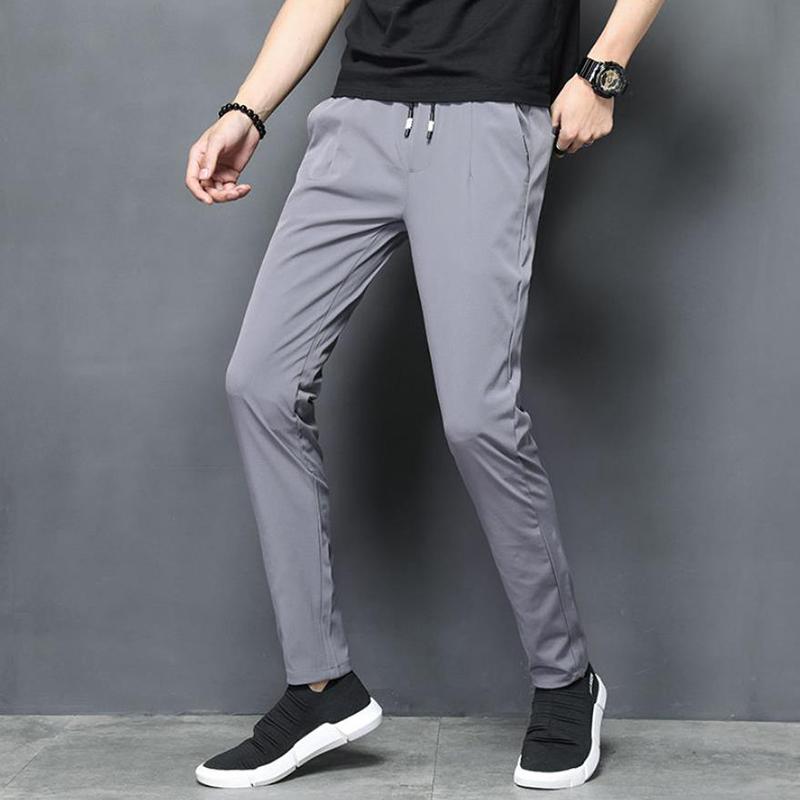 

2021 Spring Summer Men Sweatpants Warm thin Pants Loose Elastic Waist Pants Casual Trousers Big Plus Size 38, Gray 918