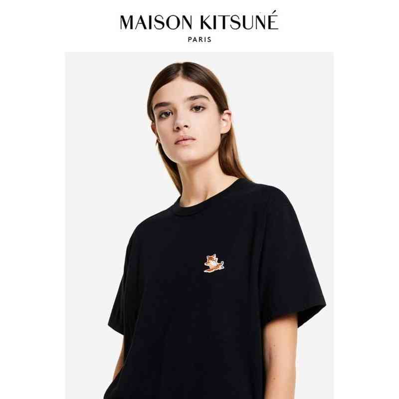 T-shirts Hommes Maison Kitsune Borumen Casual Simple Shirt De Voyage Pure Cato Cato Court Mouwen T-shirt Top VG8U