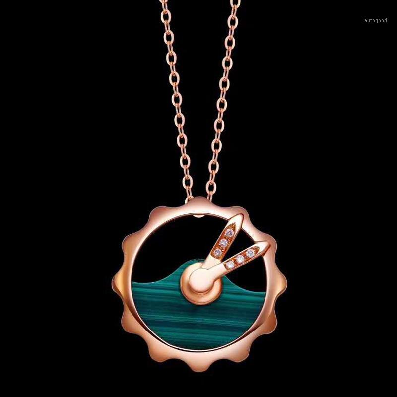 

Other 18K Gold Real Diamond Women Pendant Necklaces Round Clock Green Opal Wedding Party Engagement Anniversary Birthday1