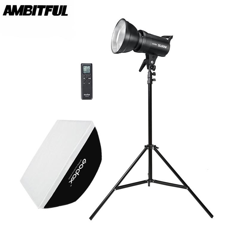 

Godox SL-60W 5600K LED Video Light White Version Video Light Continuous Kit + 190cm Stand + 60x90cm Bowens Softbox