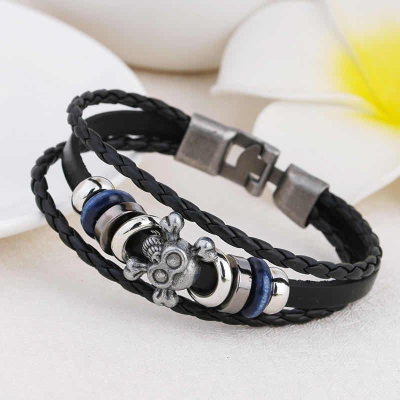 

Retro handmade feather multi-layer leather bracelet set men's fashion woven coffee rope bag bracelet men's gift lovers