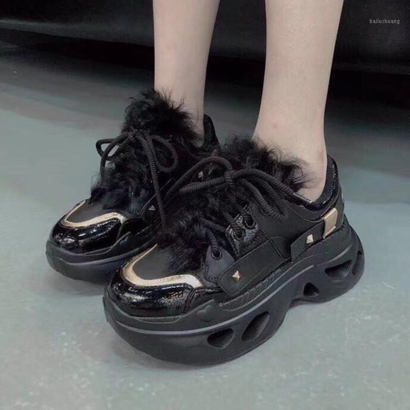 

2020 winter new women's sports shoes thick warm women sneakers increased thick bottom casual wild women's shoes1, Beige