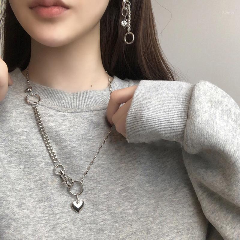 

TIMEONLY Street Style Heart Pendant Necklaces Toggle Clasp Hollow Alloy Necklace Hip Hop Jewellery Party Gift for Women Girls1