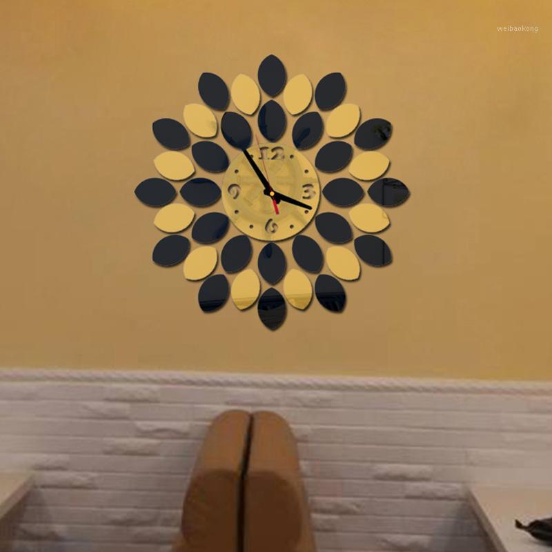 

3D DIY Wall Clock Home Modern Decoration Crystal Mirror Sticker Living Room1