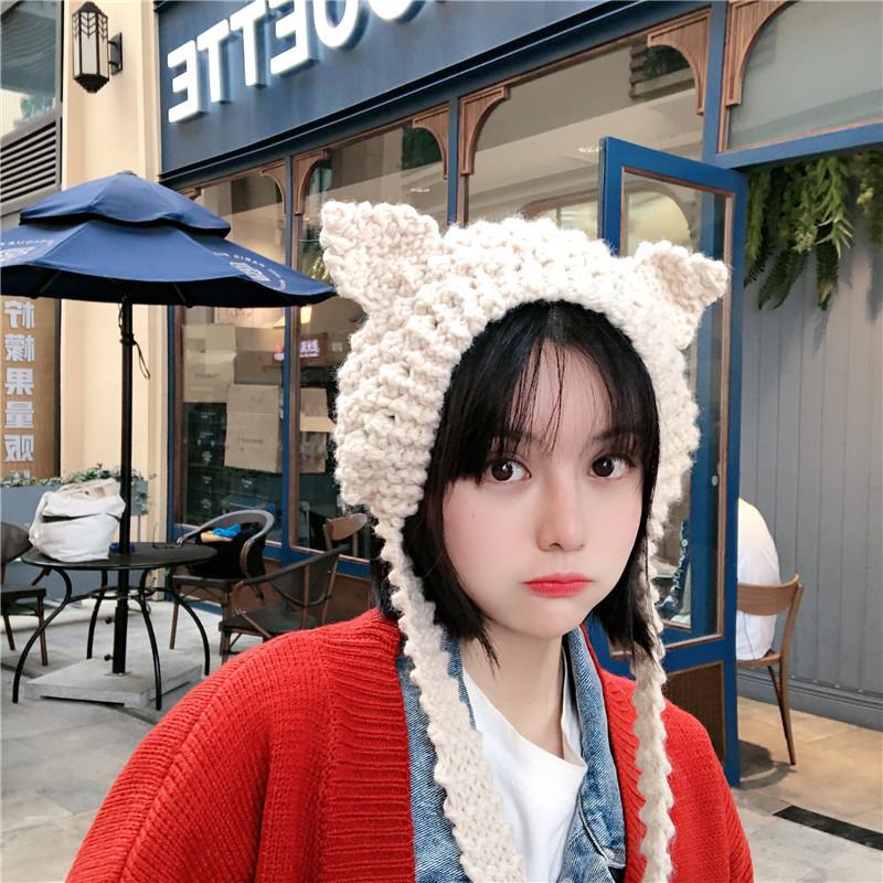 

New Cat Hat Beanies Knitted Winter Hat Solid Hip-hop Skullies Knitted Cap Costume Accessory Gifts Warm Spring Lovely Present, Beige