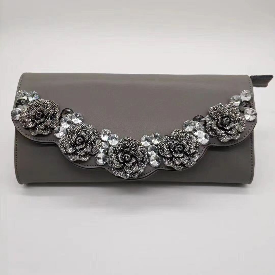 

Fashion Flower Decoration Rhinestone Lady Clutch bag Multicolor Fashion Handbag Ladies Party Clutch bag, Red