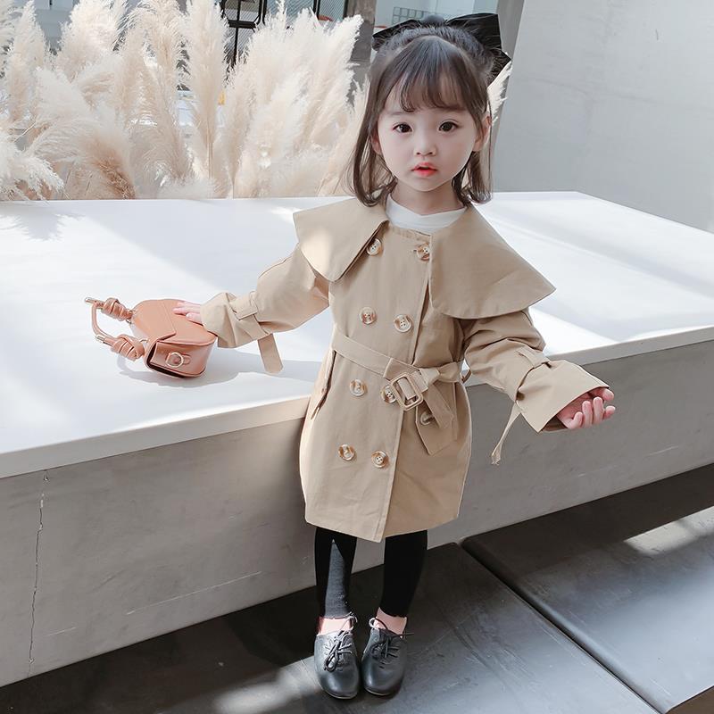 

Spring kids girls' clothes with belt trench coat jackets for toddler toddler girls children clothing outfits Windbreaker jackets, Khaki