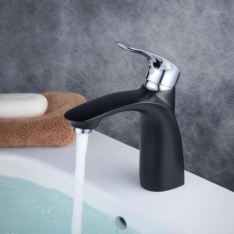 

Basin Faucets Total Brass Deck Basin Faucet Single Hole Tap Black and Chrome Hot And Cold Water Mixer Taps Bathroom Sink Faucet1