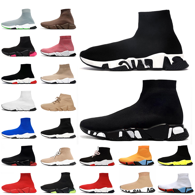 

Luxurys designers Graffiti Sole women mens sock shoes orginals tripler loafers clear sole ACE sock trainers platform sneakers vintage boots, #10 grey nior 36-45