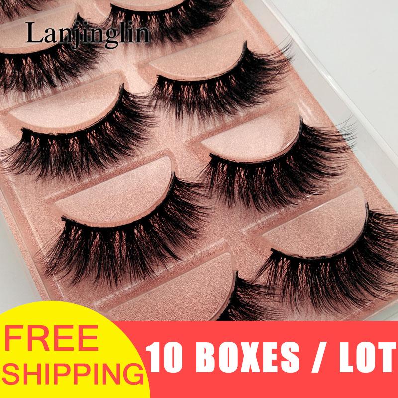 

wholesale 10 boxes mink eyelashes natural false eyelash fluffy volume 3d mink lashes soft long fake lash handmade makeup