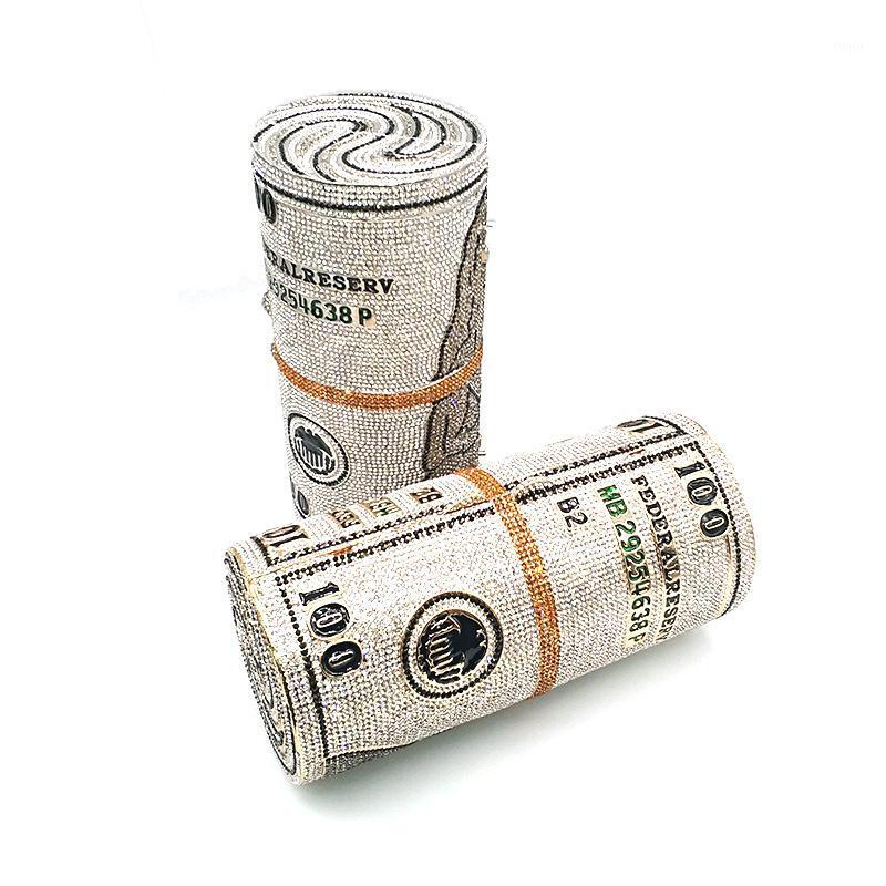

Classical women evening party crystal funny cash bill bag roll money bag purses1, Gold