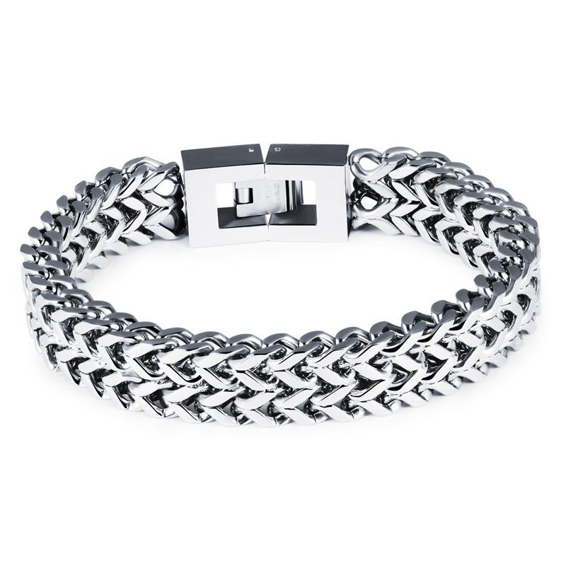 

Titanium steel men's bracelet personality overlord chain square buckle