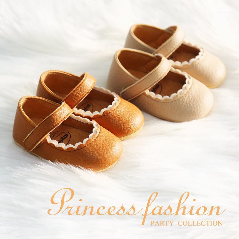

2021 Spring Autumn Shallow Princess Shoes Solid Color Soft Sole Infant First Walkers Toddler Shoes Girls Leather Flats1, Brown