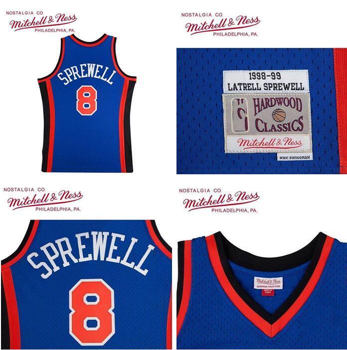

NCAA Men NewYorkKnicksShirts 8 Latrell Sprewell Mitchell & Ness 1998-99 HardwoodsClassics Authentic Basketball Jerseys Sweatpants Pants Suits, Black