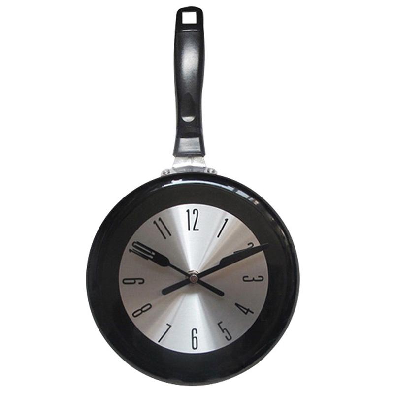 

QMJHVX Fashion Metal Frying Pan Wall Clock Living Room Study Corridor Kitchen Home Decoration Clock reloj de pared moderno