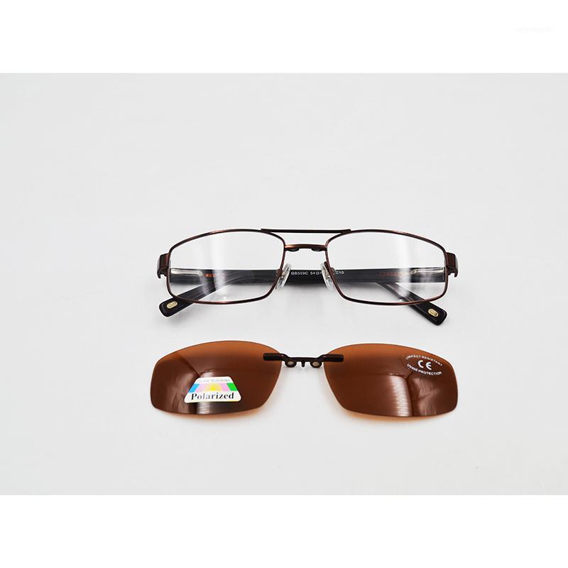 

Summer Metal Men Brown Polarized Sunglasses Clip On Magnetic Myopia Eyeglasses Frame With Clip Sun glasses1