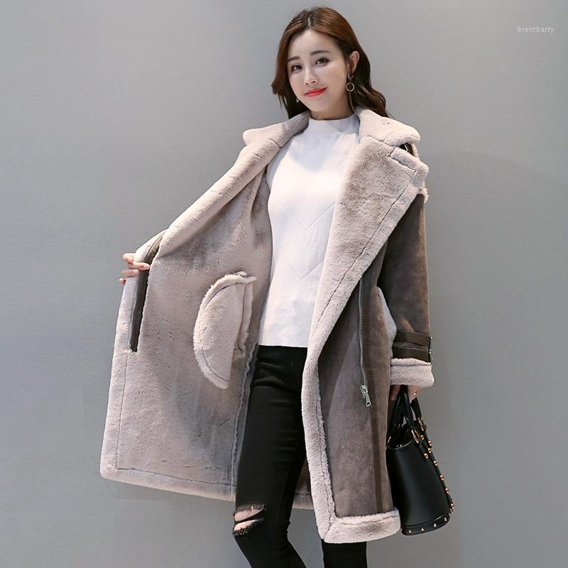 

Women's Wool & Blends 2021 Women Lambs Coat Female Medium Long Thick Warm Shearling Coats Suede Leather Jackets Autumn Winter Outerwear1, See chart