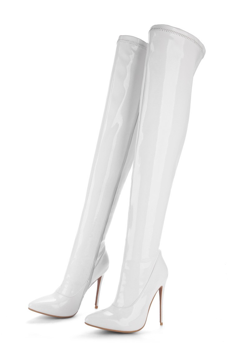 

2020 Superstar Female European Boots Pointed Toe the Fine Foot High Leather Heels on Knee Winter Femme Elegant Zapatos Mj6v, The picture
