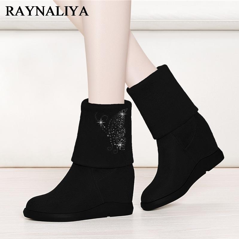 

Fashion Motorcycle Boots For Women Black Winter Autumn Warm Comfortable Casual Height Increasing Heel Boots Lady Shoes BFT-A00321