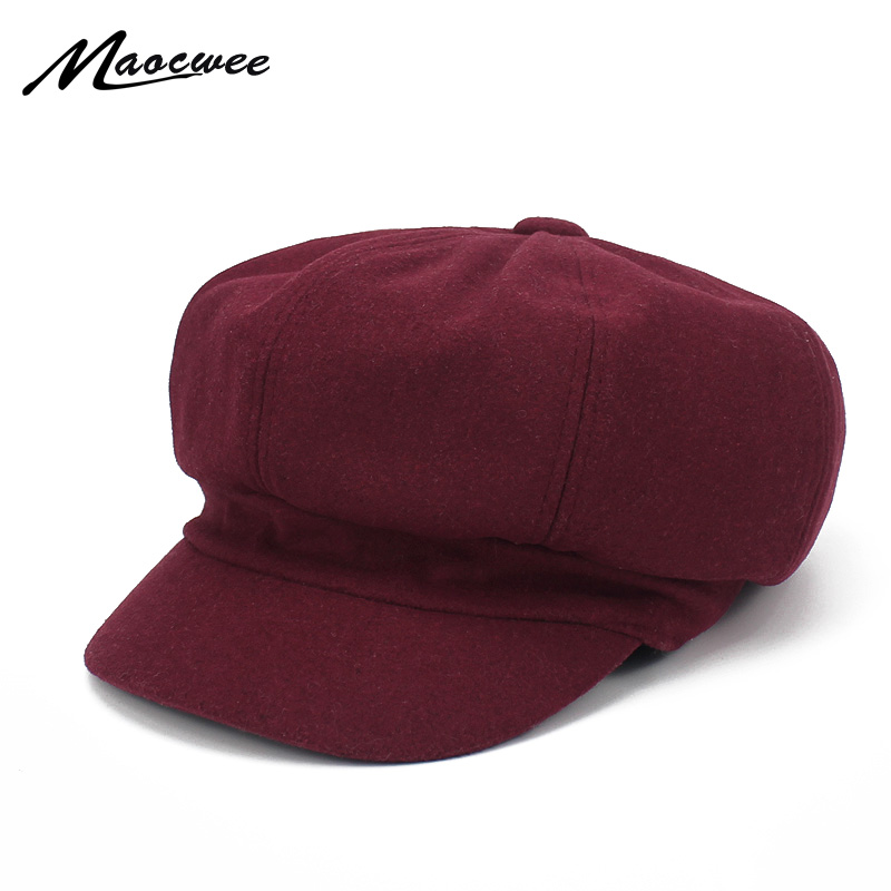 

Female Beret Retro Elegant Winter Woolen Cloth Cap Woman Girl Flat Spring Newsboy Warm Hat Autumn Artist Cotton Women Berets Hat