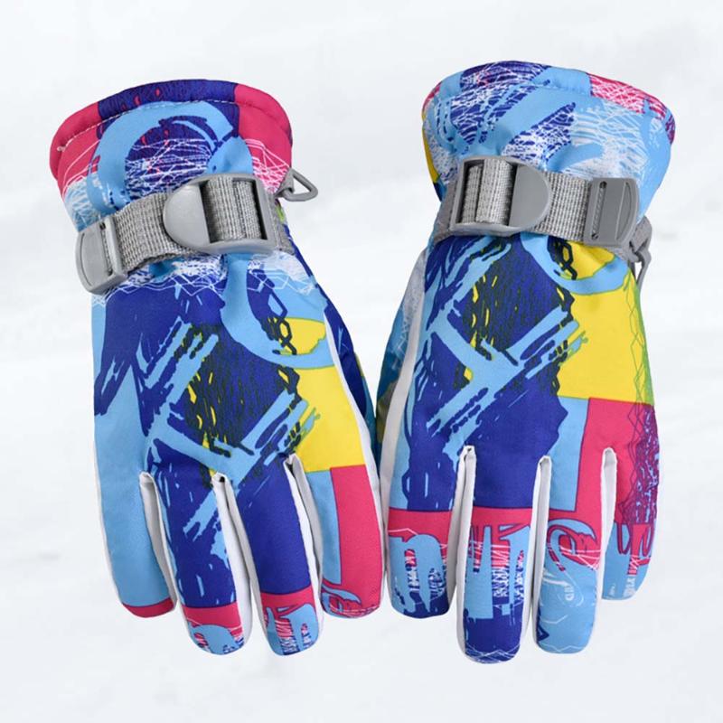 

Warm Gloves Ski Windproof Non-Slip Winter Ski Gloves Cold Protection Adjustable Touch Screen Cycling Fluff Warm, Blue