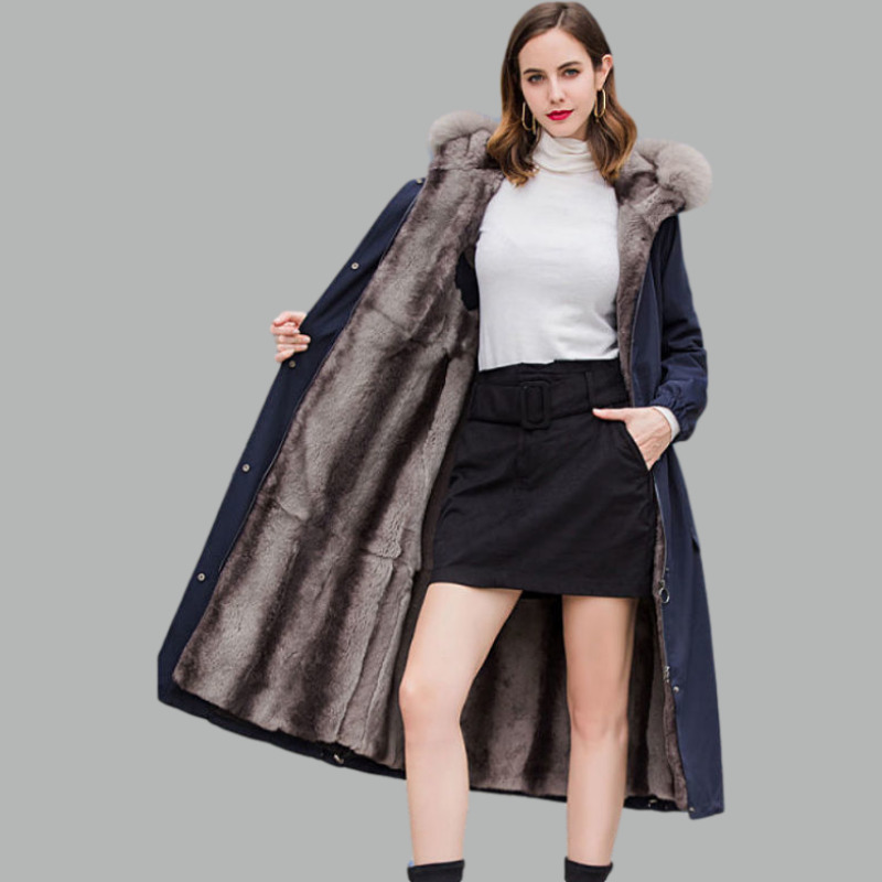 

Womens Double-faced Mujer Long Rex Rabbit Skin Lining Fox Fur Warm Winter Clothes Plus Size Jackets 5vp4, Wine