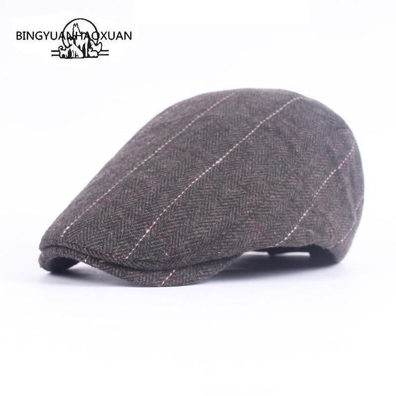 

Beret Hat Men Tweed Herringbone Grey Flat Cap For Women Vintage French Cabbie Cap British Brand Duckbill And Hats, Black