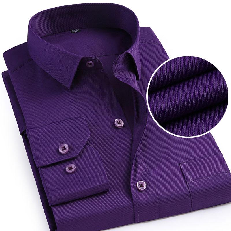 

New Formal Business Men Dress Shirt Twill Social Regular-Fit Work Smart Casual Shirt Easy-care Blue White Purple Black, Kh1713