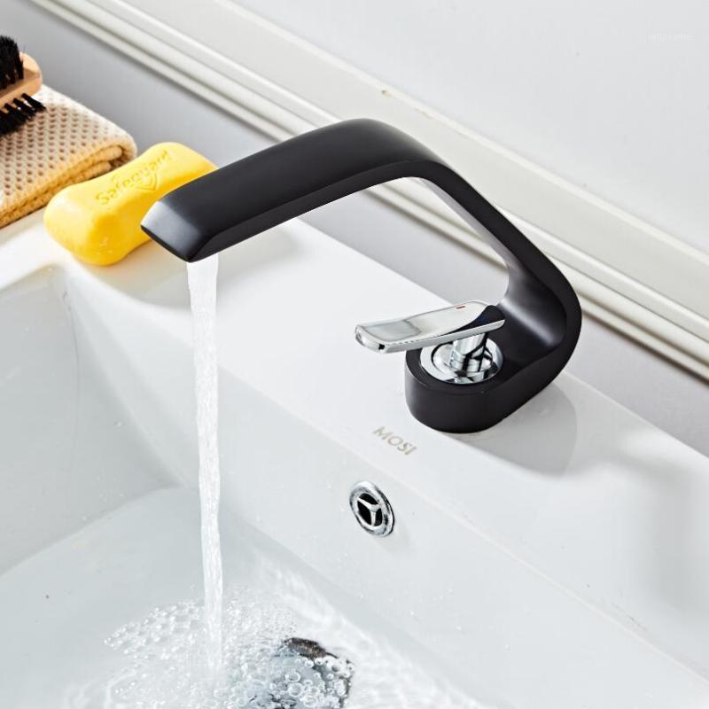 

Basin Faucet Black Brass Hot and Cold Single Handle Basin Mixer Tap Deck Mounted Bathroom WHITE Faucets Sink Faucet LY6101-121