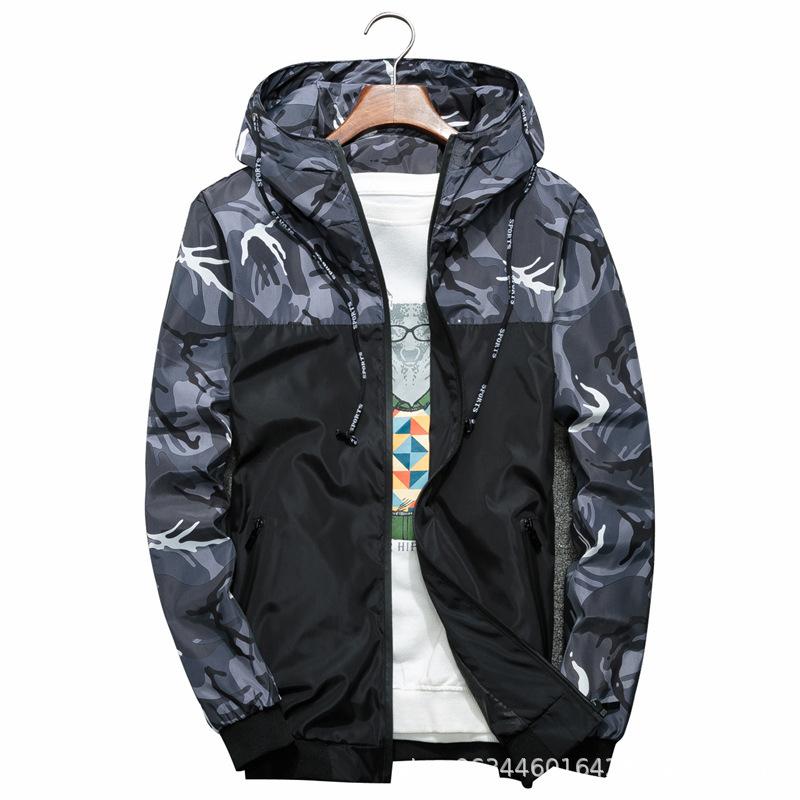 

Men's Jackets 2021 Spring And Autumn Mens Fashion Casual Camouflage Hooded Jacket Trend Coat Cool Windbreaker -6XL, Blue