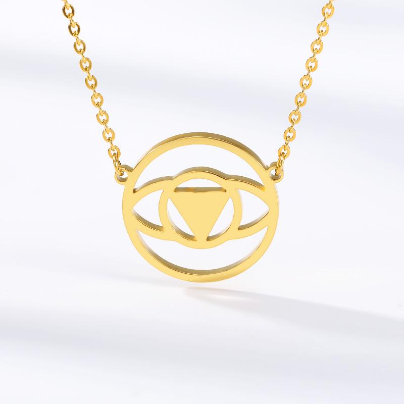 

Geometric Jewelry Stainless Steel Chain Gold Color Triangle Circle Pendant Necklace Collar Mujer Bijoux Femme